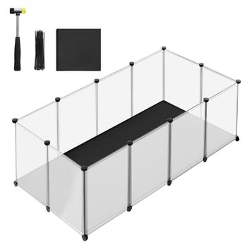 SONGMICS Parque para Mascotas con Suelo y Alfombra Impermeables y Extraíbles, Valla para Animales Pequeños, para Hámsteres, Conejos, Erizos, Cobayas, 125 x 63 x 42 cm/143 x 73 x 46 cm/145 x 73 x 57
