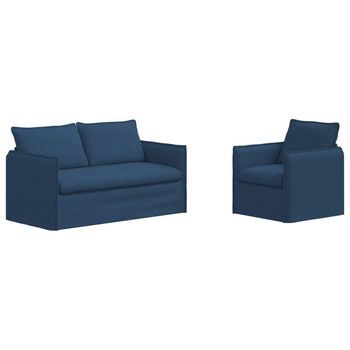 Juego De Sofá 2 Pcs Azul 156 X 82 X 85 Cm Tela Vidaxl
