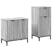 juego de muebles de bano  armario de bano con cajon con puerta 2 piezas gris sonoma
