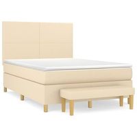 cama tapizada 203x144x128 cm tejido 100  poliester contrachapado y madera tratada - crema