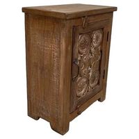 mesita de noche de madera acabado artesanal marron 48x28x66 cm