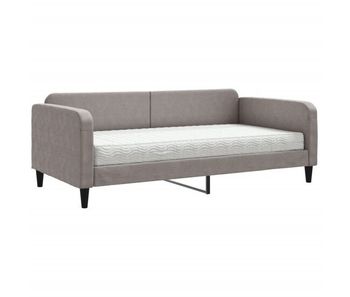 Sofá cama - sofá convertible con colchón tela gris taupe 100x200 cm