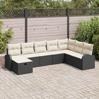 conjunto de sofa de jardin de 8 piezas con cojines ratan poliester negro v3296 unico  marron
