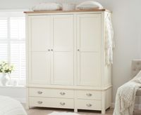 somerset oak and cream 3 door 4 drawer wardrobe