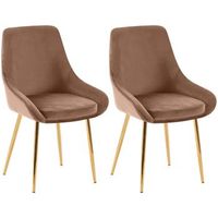 juego de 2 sillas de comedor elmira terciopelo marron 53x50x86 cm clp