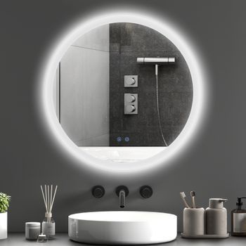 Espejo De Baño De Vidrio Metal Kleankin Ø60x3 Cm Plata
