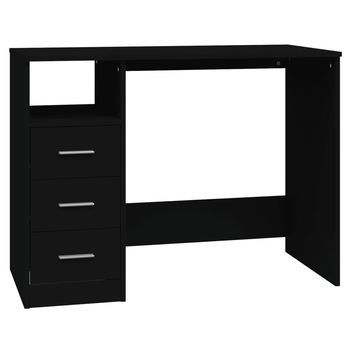 Mesa De Escritorio | | Escritorio De Despacho | Escritorio Cajones Madera Contrachapada Negro 102x50x76 Cm