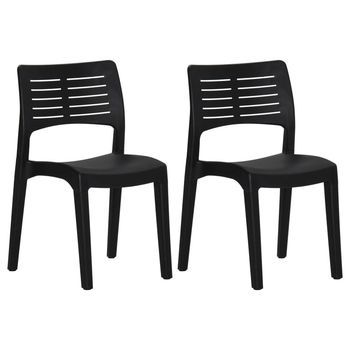 Pack 2 Uds Sillas De Jardín | Silla De Exterior | Sillón Polipropileno Gris Antracita