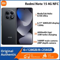 telefono movil xiaomi redmi note 15 4g nfc original con bateria de 6000 mah pantalla amoled de 677 pulgadas camara principal de 108 mp y procesador mediatek helio g100-ultra