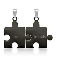 colgante acero inoxidable pieza puzzle negro-negro