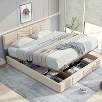 lit tapizado con somier de lamas de madera y cabecero ajustable 140x200 terciopelo beige para adultos y adolescentes