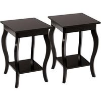 mesita de noche mesa auxiliar de 2 piezas con patas curvadas elegantes costway 40 x 40 x 60 cm castanho