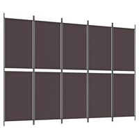 biombo divisor de 5 paneles de tela marron 250x180 cm vidaxl