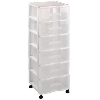 Cajonera Wagon,color Blanco, Con 6 Cajones, Con Ruedas, De 98.5 X 36.5 X 38 Cm. Contenedor De Plástico Para Folios Especial Para Oficina U Hogar.