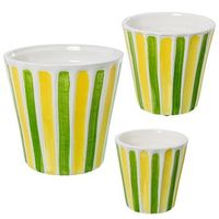 set 3 maceteros amarillo verde y blanco