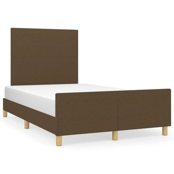 Estructura De Cama Sin Colchón Tela Marrón Oscuro 120x200 Cm Vidaxl