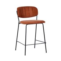 taburete de bar de tela aterciopelada naranja