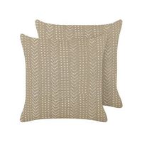 conjunto de 2 cojines de algodon gris pardo blanco 45 x 45 cm geometrico senecio