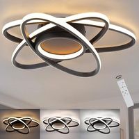 zmh lampara de techo led de diseno moderno para salon con 3 lamparas ovaladas de 3000-6500 k y mando a distancia