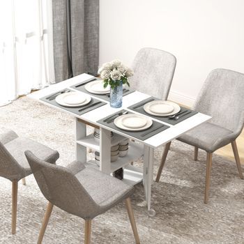 Mesa De Comedor Plegable De Melamina Homcom 120x60x75 Cm Blanco