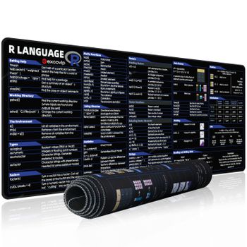 Alfombrilla de ratón de programación EXCO R, hojas de trucos grandes, alfombrilla de ratón para teclado, alfombrilla de escritorio para análisis estadístico, visualización de datos