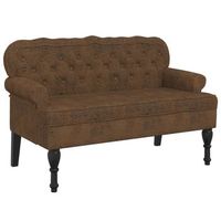 banco con respaldo acolchado y reposabrazos 1195 x 645 x 75 cm pvc aspecto ante marron dec024652