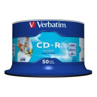 cd-r verbatim azo wide inkjet printable 52x 700 mb 50 unidades