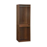 modulo de vestidor con decoracion de madera con barra para colgar y