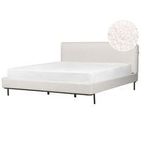 cama con somier con cabecero moderna tapizado de boucle blanco crema 180 x 200 cm corio