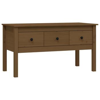 Mesa De Centro Madera Maciza De Pino Marrón Miel 102x49x55 Cm Vidaxl