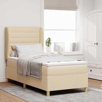 vidaxl cama tipo box spring con colchon crema 190 x 90 cm tela