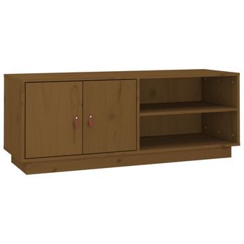 Mueble De Tv Madera Maciza De Pino Marrón Miel 105x34x40 Cm Vidaxl