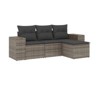 vidaxl set de sofas de jardin 4 pzas y cojines ratan sintetico gris