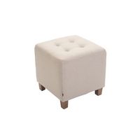 taburete bajo taburete tapizado en tela crema patas de madera 45x46 cm 100000059
