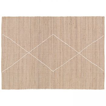 Alfombra De Yute Natural Con Diseño De Rombos Tejida A Mano 240x 340cm, Esha - Oviala