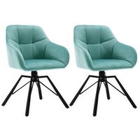 set 2 sillas giratorias de 360 sillas de comedor de terciopelo sillon escandinavo patas de metal turco - verde - woltu