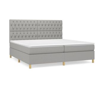 Cama box spring con colchón tela gris claro 200x200 cm diseño de botones