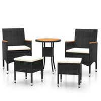 conjunto de muebles de jardin de 5 uds  mesa y sillas ratan sintetico negro