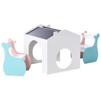 conjunto de mesa y sillas infantiles 2 plazas con pizarra de mdf habitacion de ninos multicolor wooli