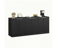 aparador 170 cm - diseno ondulado moderno 6 puertas almacenamiento multifuncional - negro