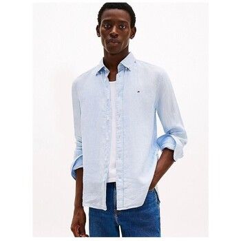 Tommy Hilfiger Camisa manga larga MW0MW34602 LINEN PIGMENT DYED-C10 BREEZY BLUE para hombre