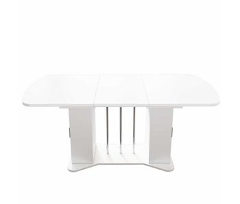 Mesa de comedor extensible con almacenaje para 4 a 6 personas - 120/160 x 80 cm - en mdf - blanco