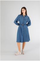 vestido camisero con cinturon con logo medium blue