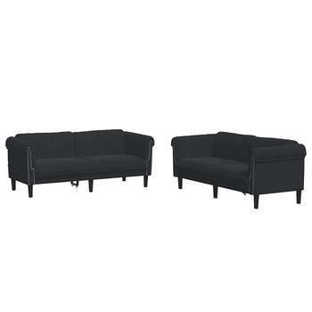 Juego De Sofás 2 Piezas Terciopelo Negro Vidaxl