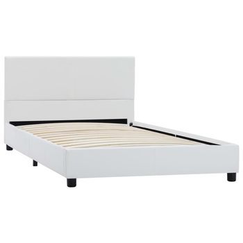 Cama Individual | Estructura De Cama Sin Colchón Cuero Sintético Blanco 90x200 Cm Cfw23381