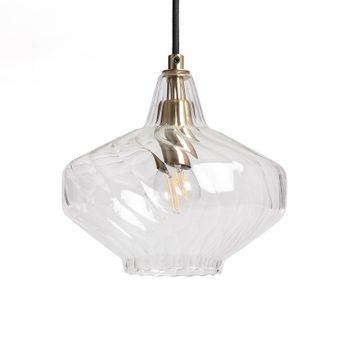 LEDKIA LIGHTING - Lámpara Colgante Cristal Blas | Diseño Vintage Años 20 | Compatible con Bombilla E14 | Ideal para Salón, Dormitorio, Cocina | Dimensiones 1600xØ200 mm, Transparente, Cristal