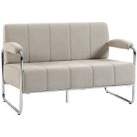 homcom sofa 2 plazas moderno tapizado en chenilla beige en acero espuma y tablero multilaminado 120x73x76 cm   aosom espana
