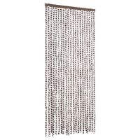 cortina mosquitera  mosquitera chenilla gris taupe y blanco 90x220 cm