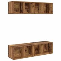conjunto de mueble de tv 4 uds  mueble de salon  gabinete de tv madera vieja 37 x 37 x 72 cm