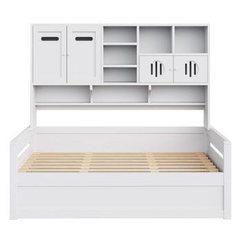 Sofá-cama Madera 90x200 Cm - Multifuncional, Almacenamiento, Hidráulico, Blanco
